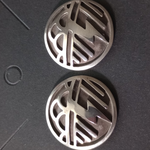 ThunderBolt Overlay Sterling Silver Round Stud Earrings - Picture 13 of 13